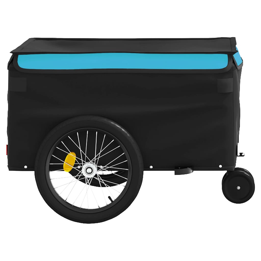 Ремарке за велосипед, черно и синьо, 30 кг, желязо