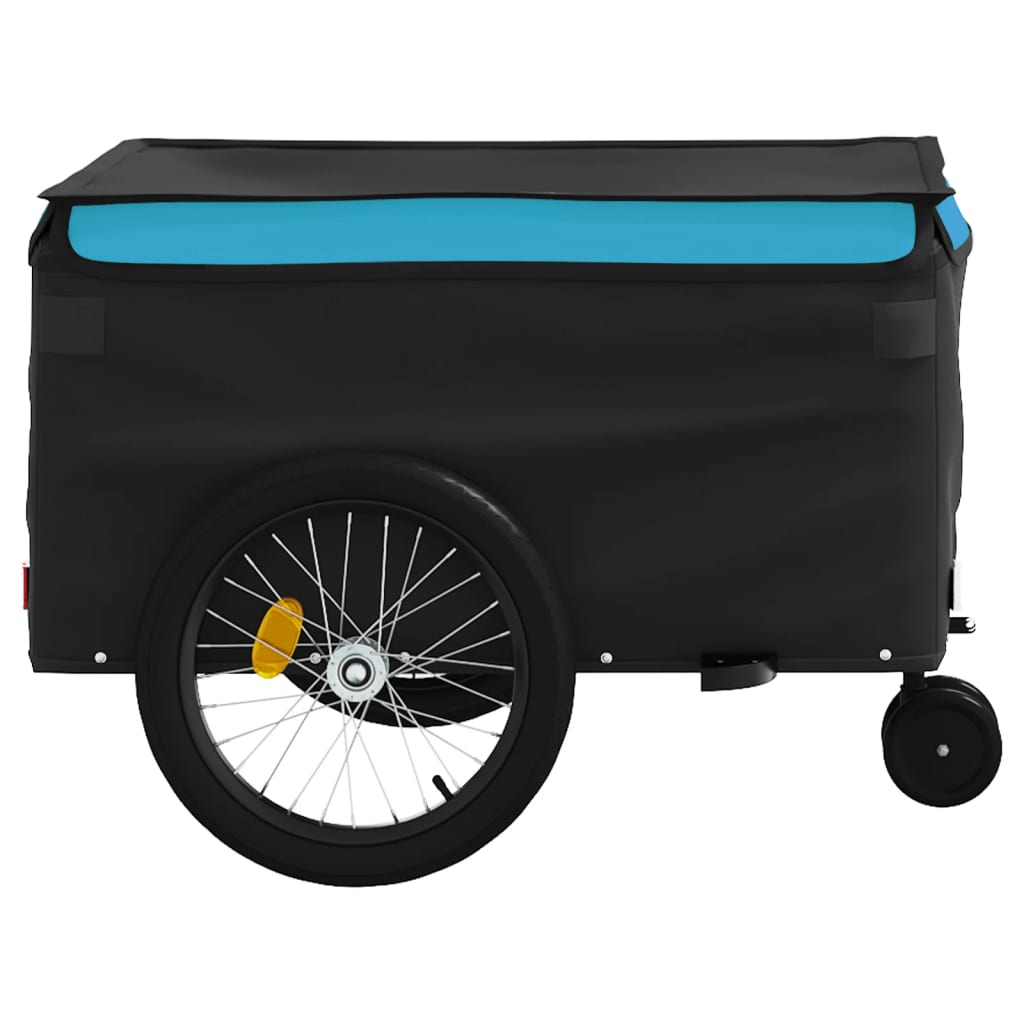 Ремарке за велосипед, черно и синьо, 45 кг, желязо