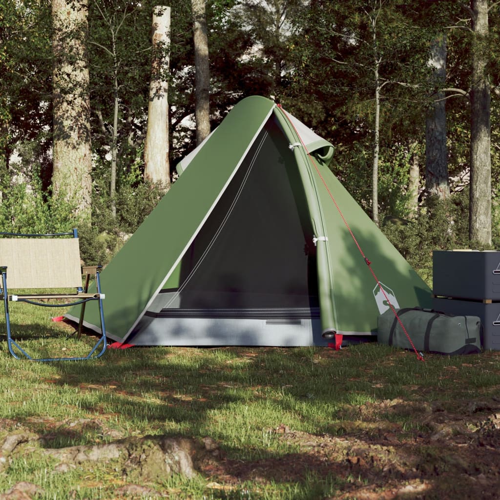 Къмпинг палатка за 2 души зелена 267x154x117 см 185T тафта