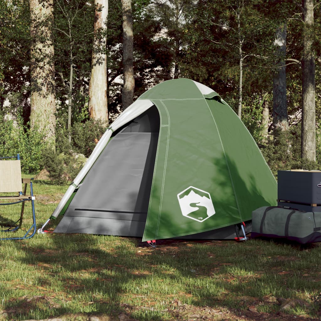 Къмпинг палатка за 2 души зелена 254x135x112 см 185T тафта