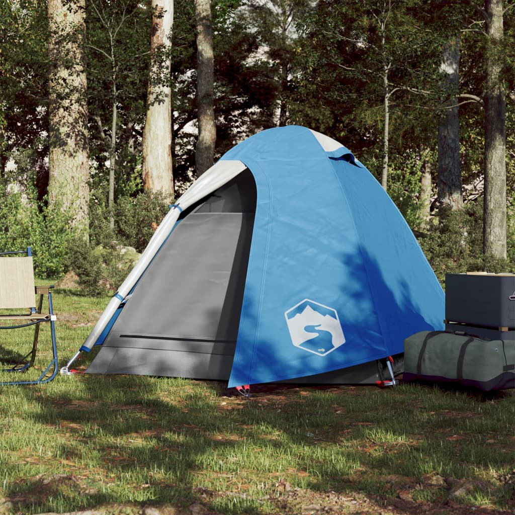 Къмпинг палатка за 2 души синя 254x135x112 см 185T тафта