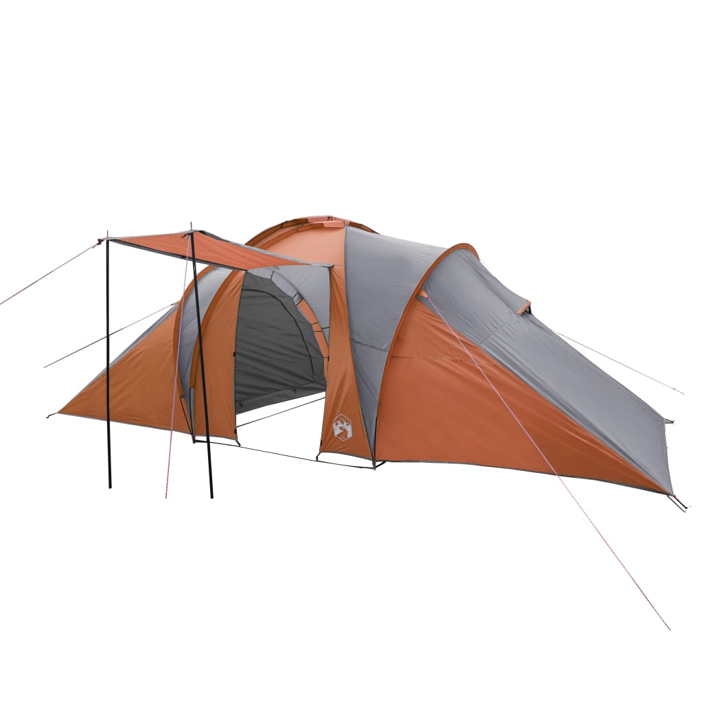 Къмпинг палатка за 6 души сив/оранжев 576x238x193 см 185T тафта
