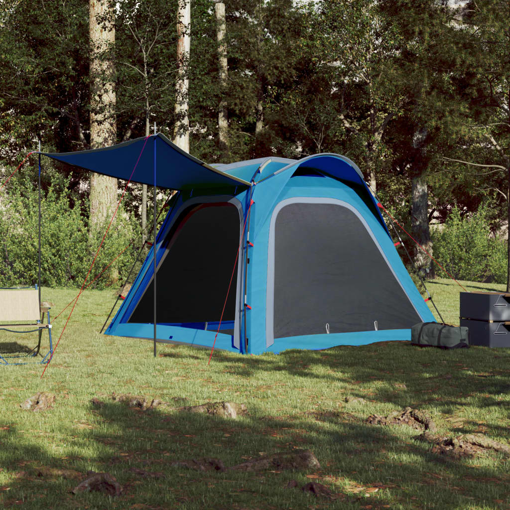 Къмпинг палатка за 4 души синя 240x221x160 см 185T тафта