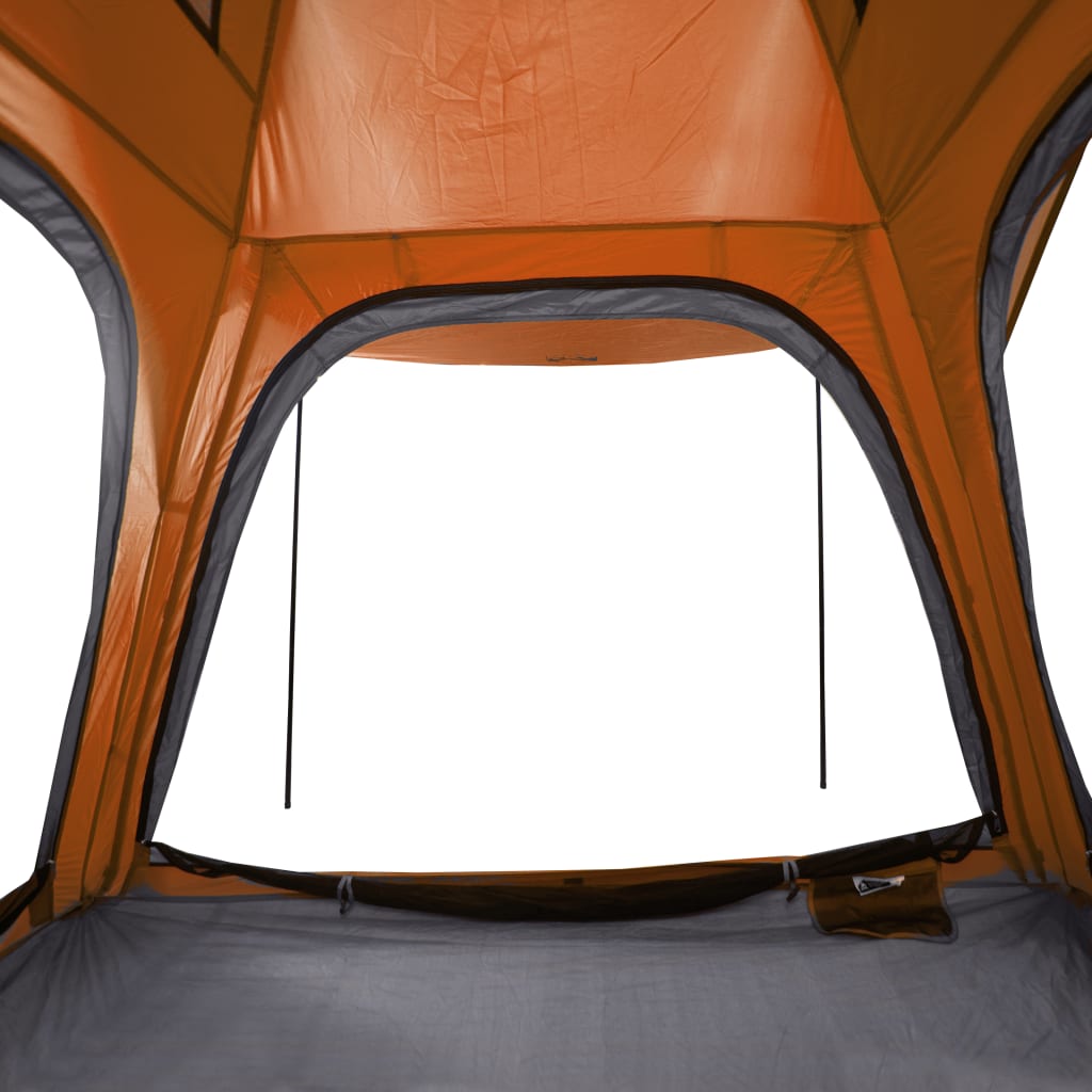 Къмпинг палатка за 4 души сив/оранжев 240x221x160 см 185T тафта