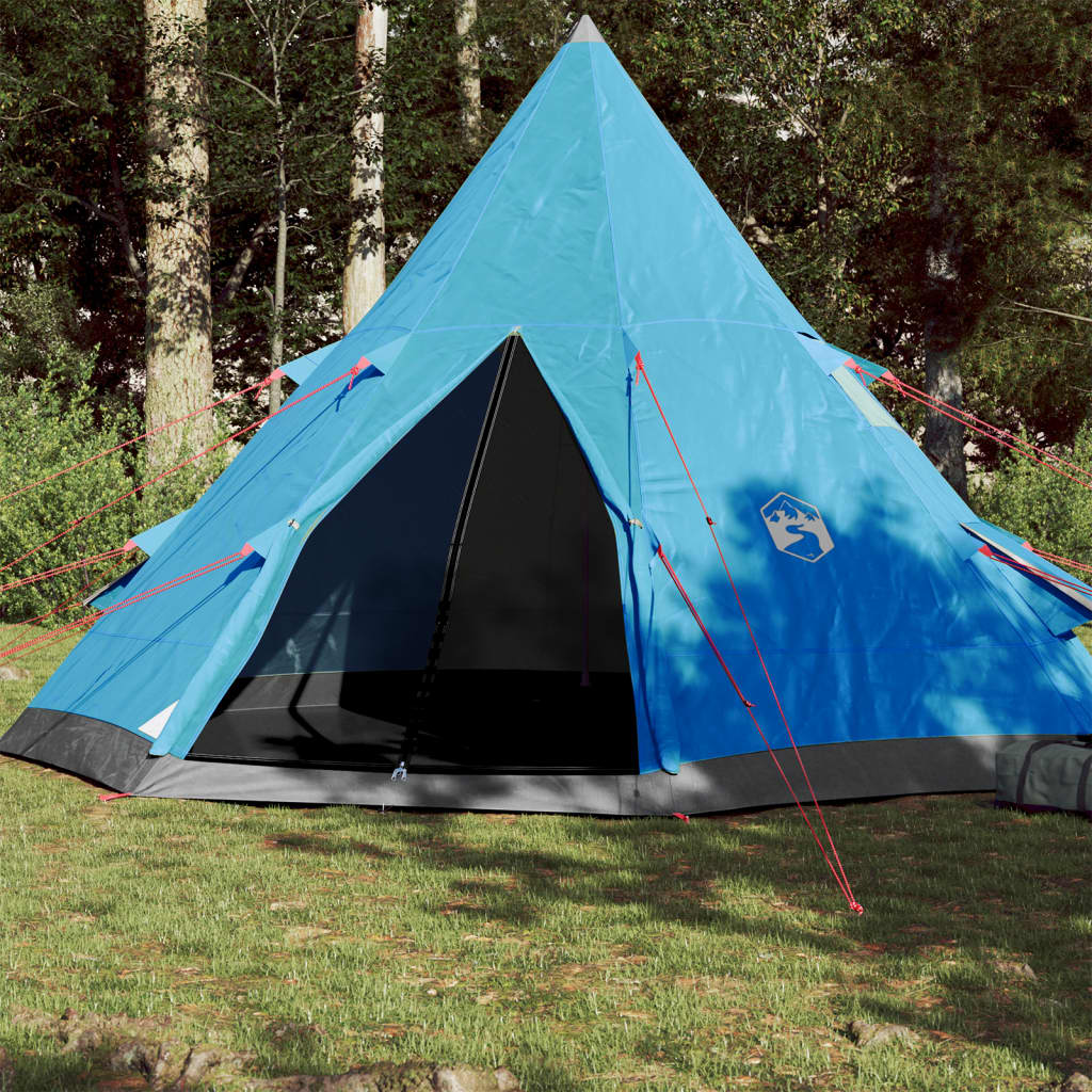 Къмпинг палатка за 4 души синя 367x367x259 см 185T тафта