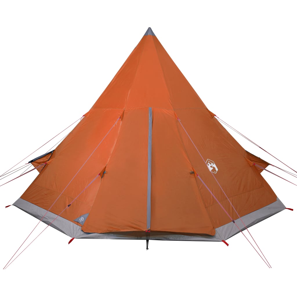 Къмпинг палатка за 4 души сив/оранжев 367x367x259 см 185T тафта