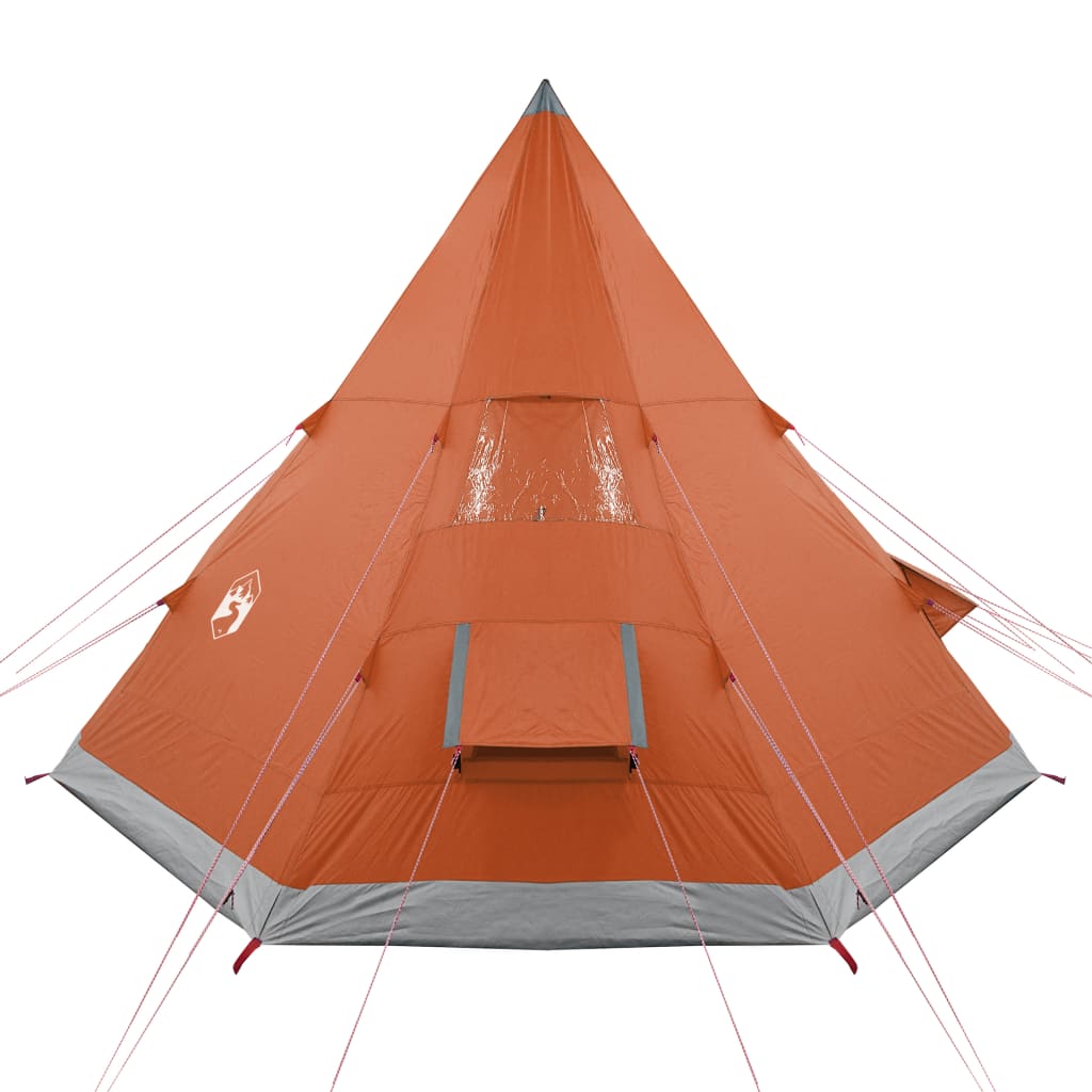 Къмпинг палатка за 4 души сив/оранжев 367x367x259 см 185T тафта
