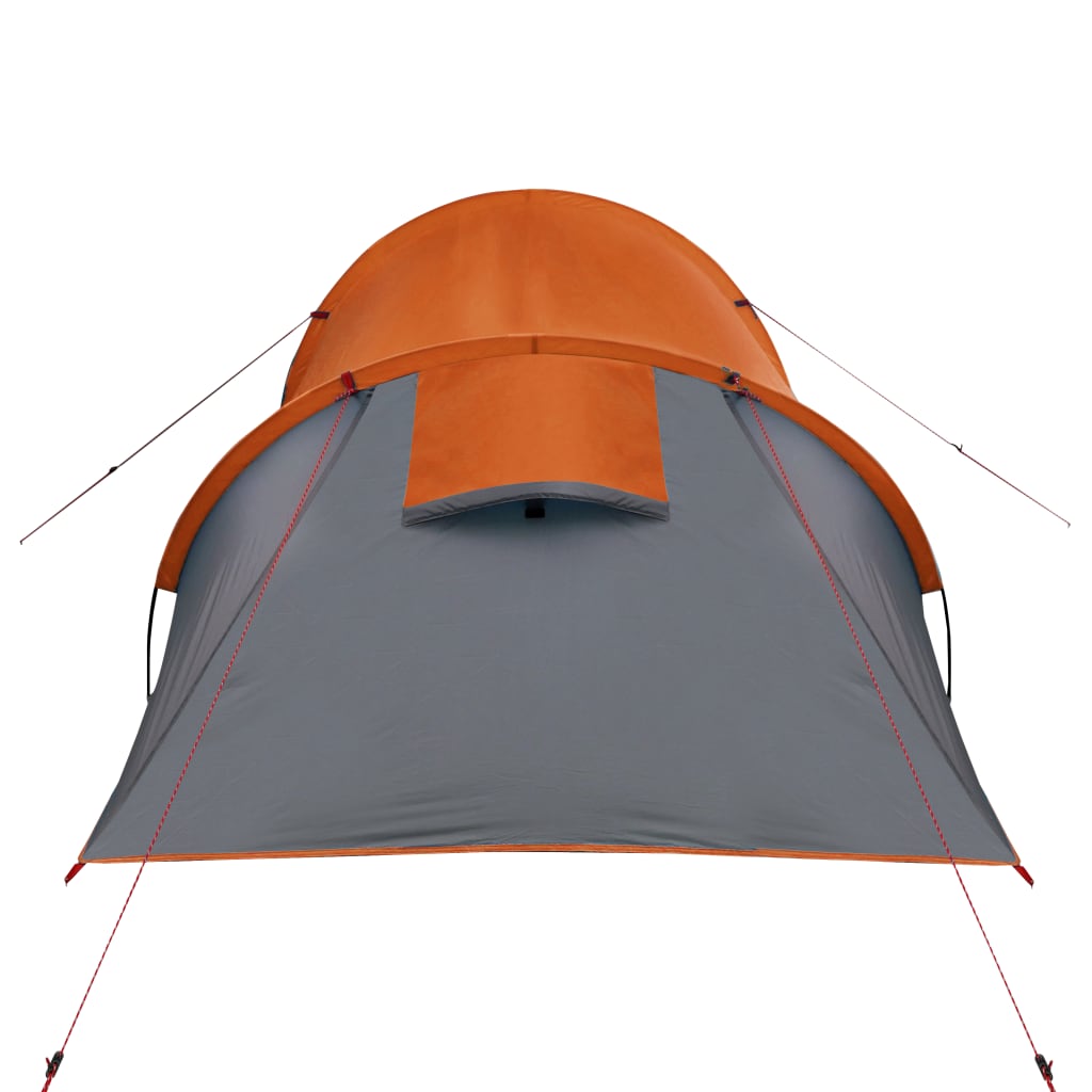 Къмпинг палатка за 4 души сив/оранжев 360x135x105 см 185T тафта