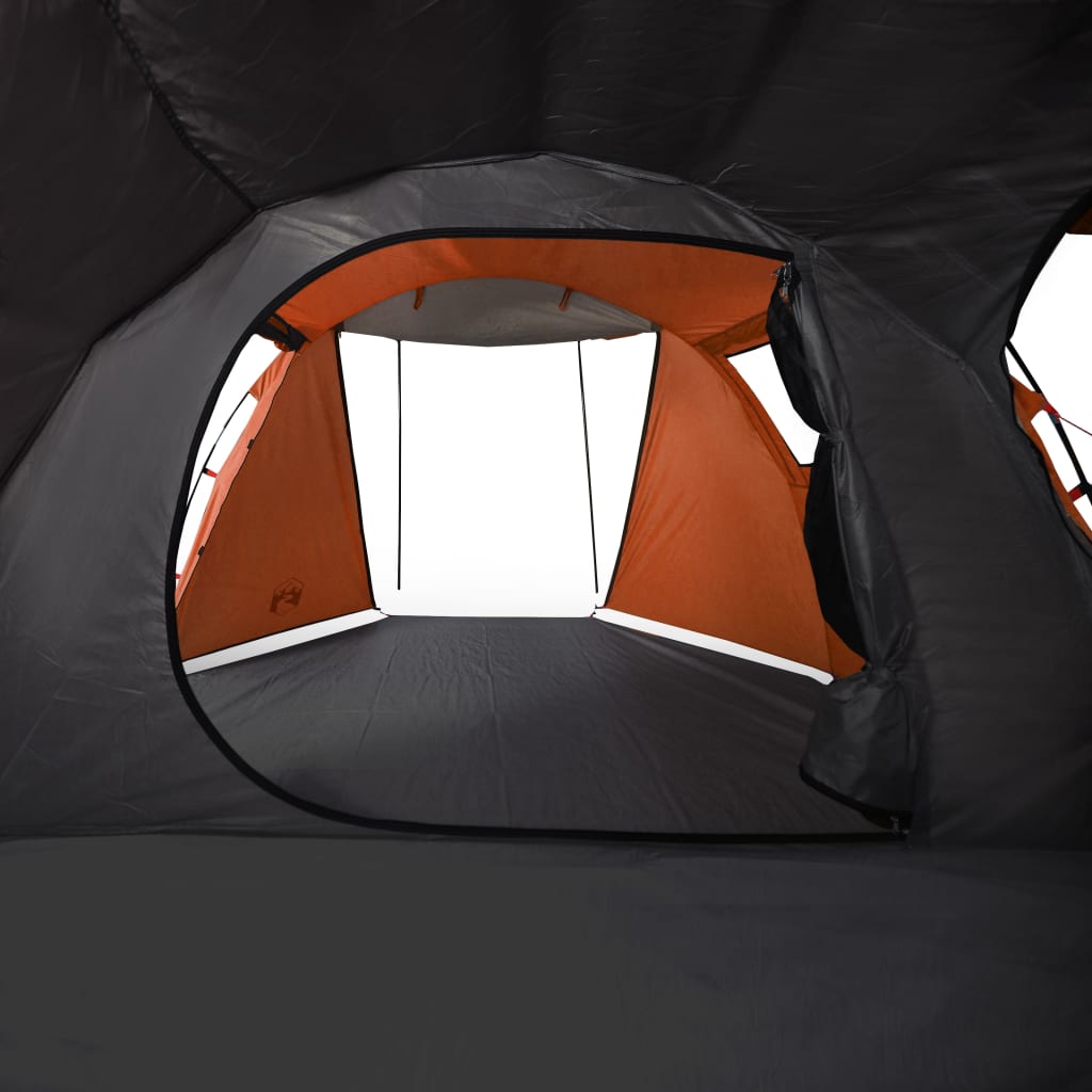 Къмпинг палатка за 4 души сив/оранжев 420x260x153 см 185T тафта