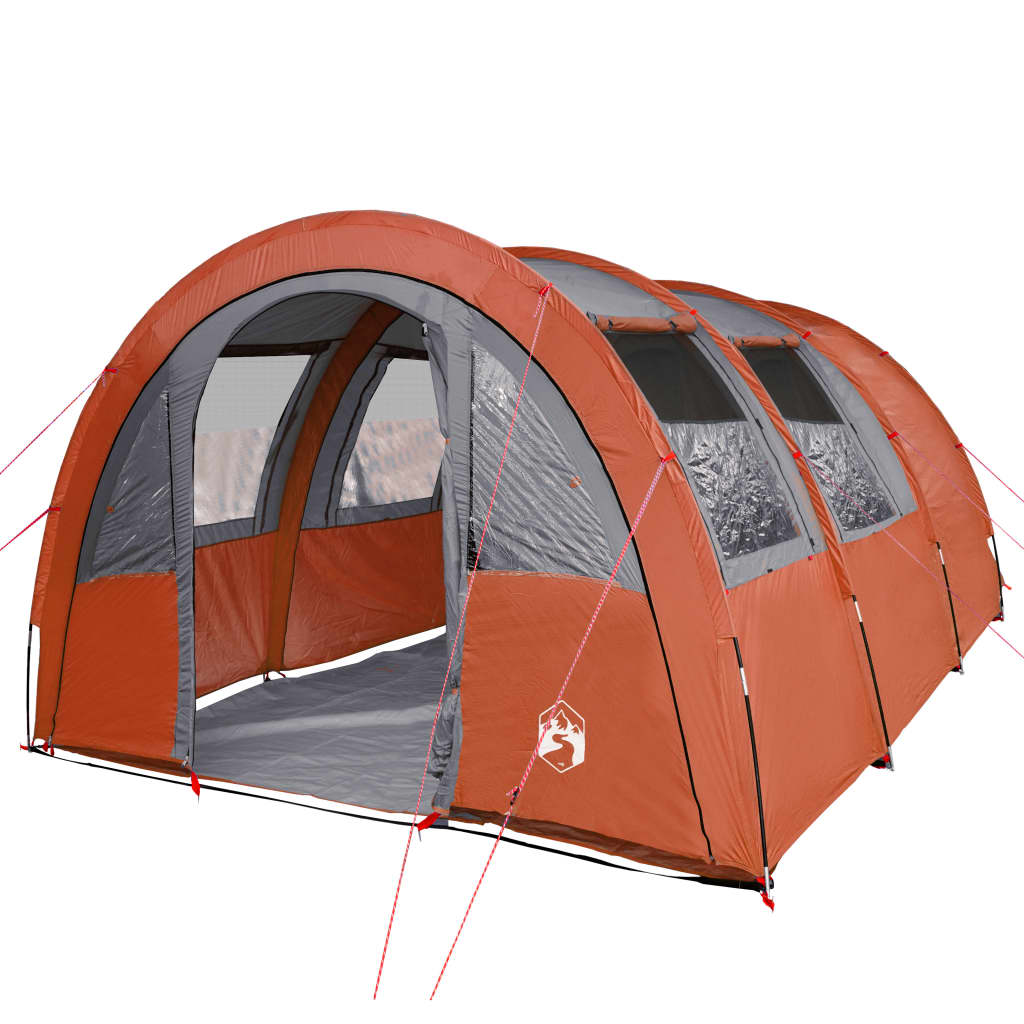 Къмпинг палатка за 4 души сив/оранжев 483x340x193 см 185T тафта