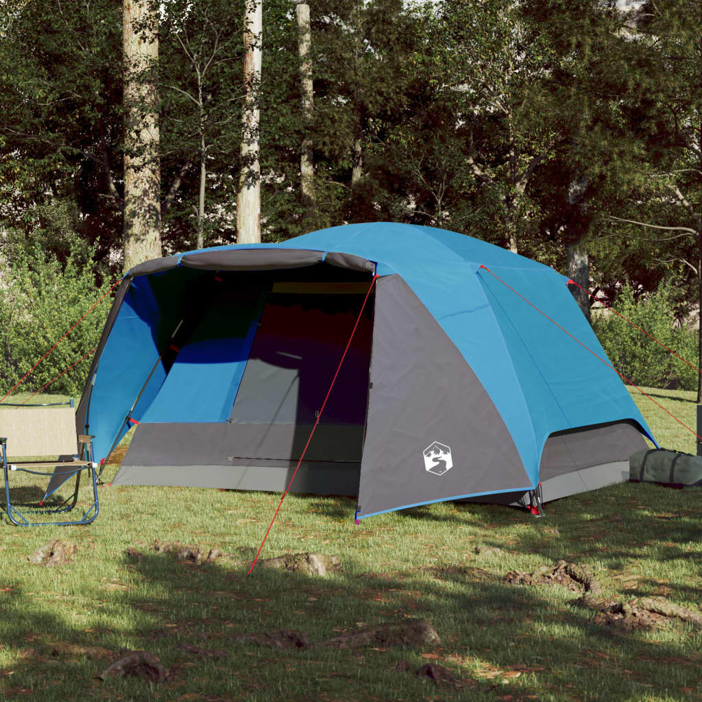 Къмпинг палатка за 6 души синя 412x370x190 см 190T тафта