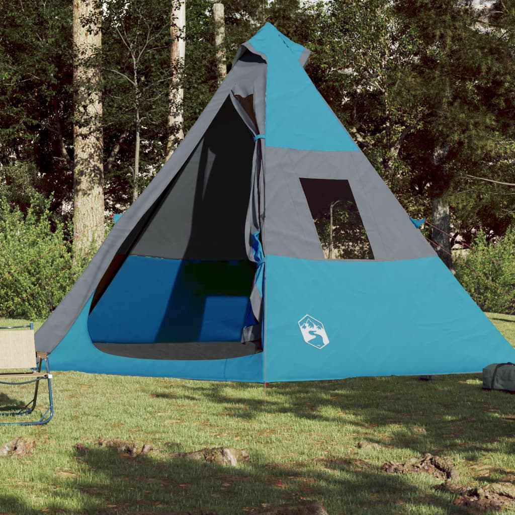 Къмпинг палатка за 7 души синя 350x350x280 см 185T тафта