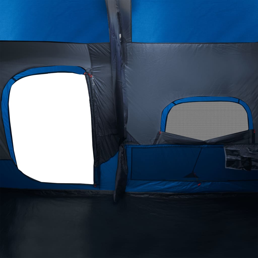 Къмпинг палатка за 9 души синя затъмняващ плат водоустойчива