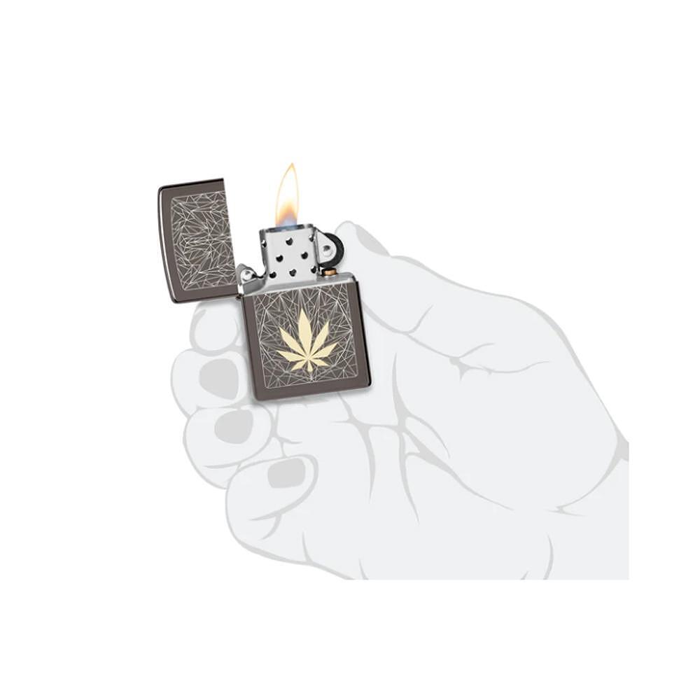 Запалка Zippo Cannabis Leaf Design, Black Ice Finish 48384