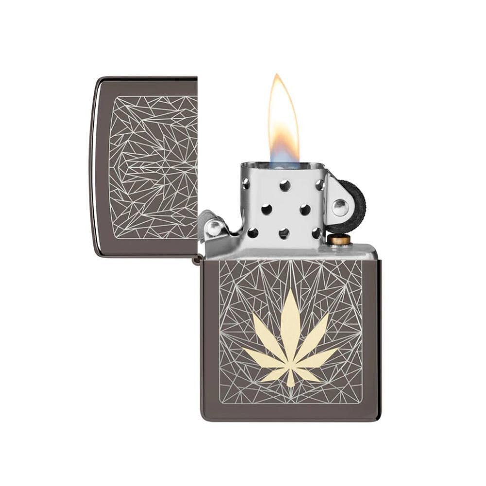 Запалка Zippo Cannabis Leaf Design, Black Ice Finish 48384